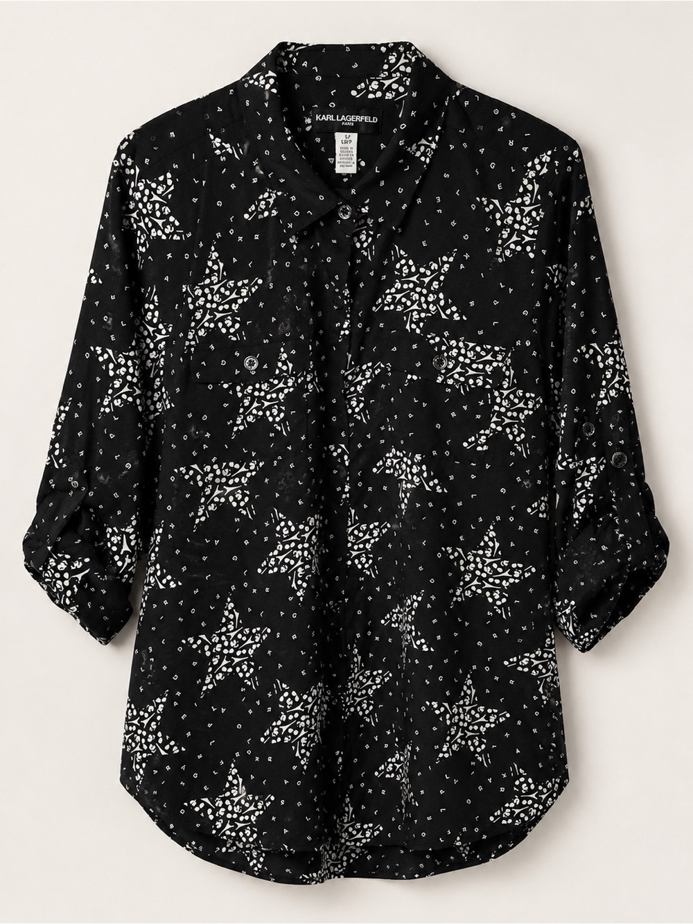 Karl Lagerfeld Black Button-Down Shirt with White Star Pattern